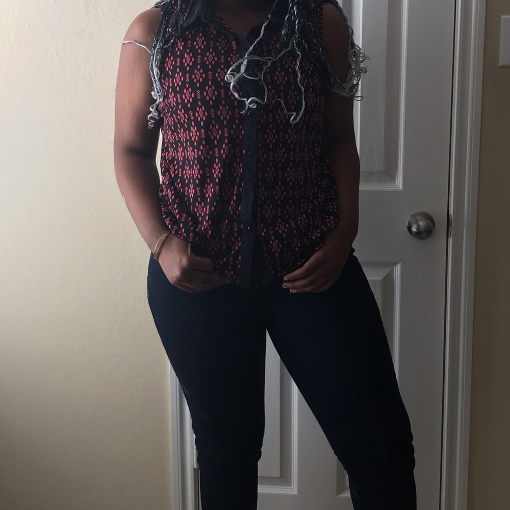 Pink & black tribal blouse